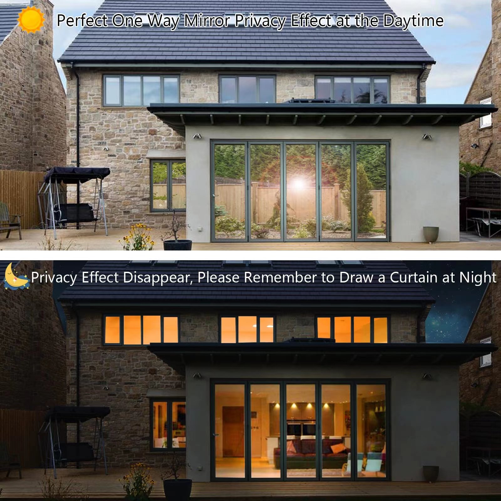 Privacy Film Heat Control Reflective Glass Covering Anti UV Solar One Way Mirror Static Cling House Window Tinting Films