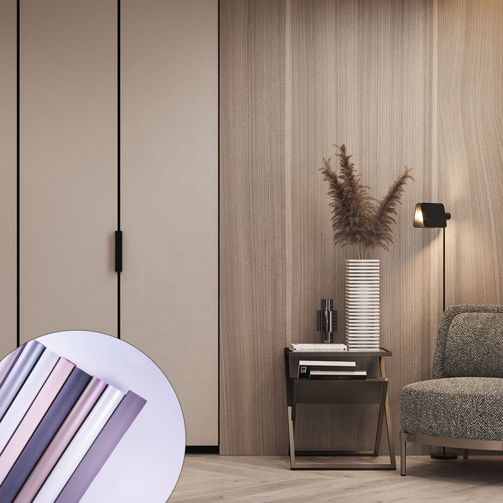 Anti Metal Brushed Heat Transfer Vacuum pressed furniture door skin PET/PETG Decor film for door