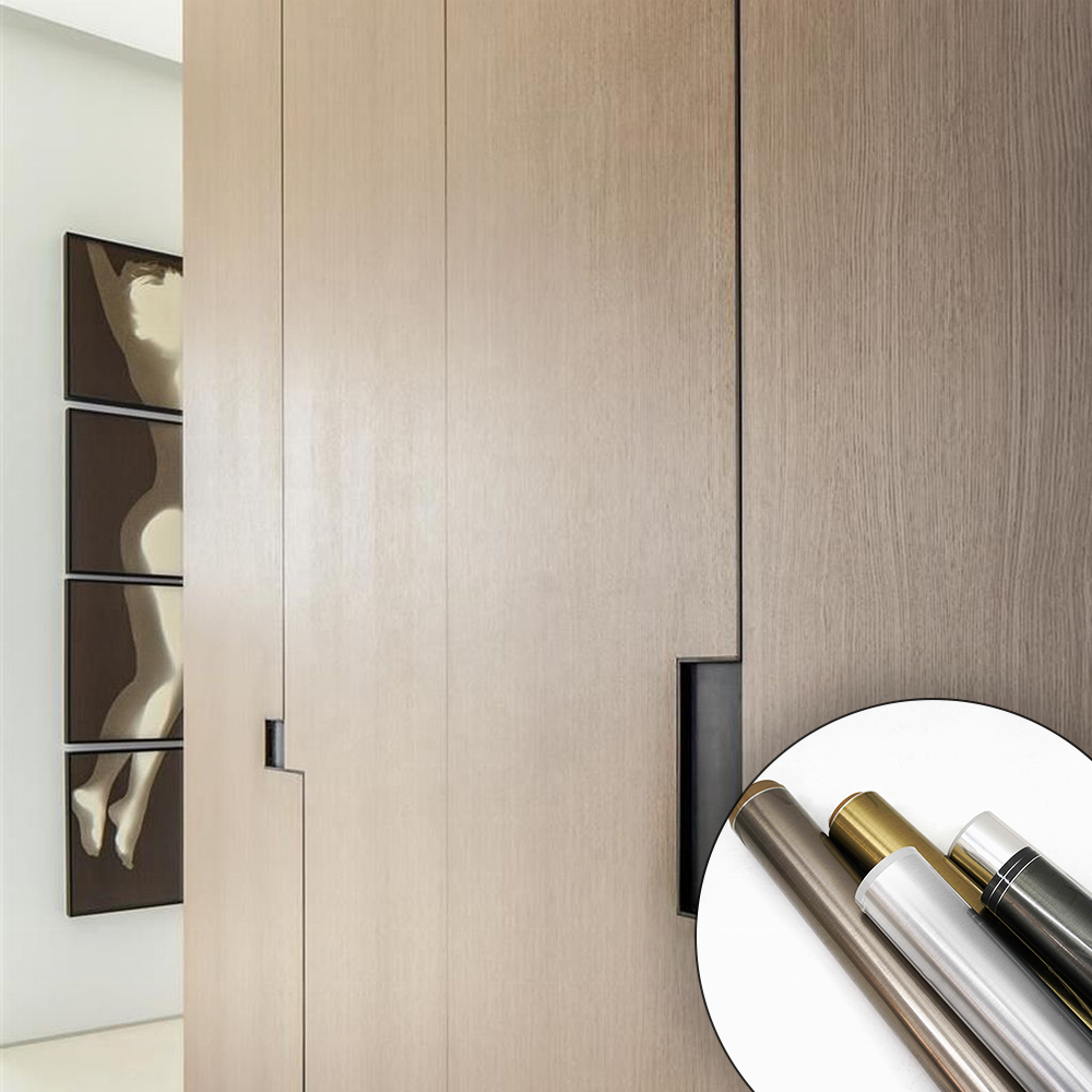 Anti Metal Brushed Heat Transfer Vacuum pressed furniture door skin PET/PETG Decor film for door