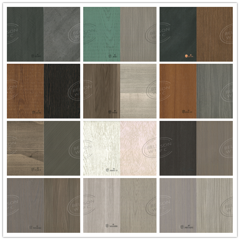 Belsonwpc Pvc Wood Grain Lamination Film for Ceiling Board PVC Membrane Border Foil for MDF Door Huangshan Supplier
