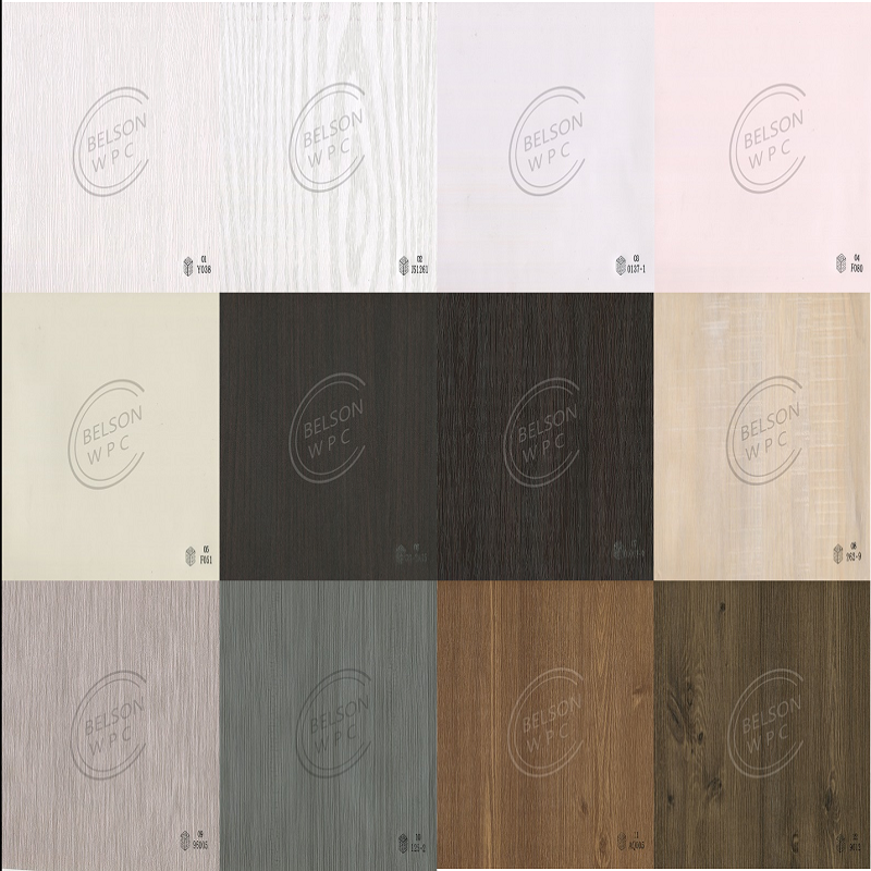 Belsonwpc Pvc Wood Grain Lamination Film for Ceiling Board PVC Membrane Border Foil for MDF Door Huangshan Supplier