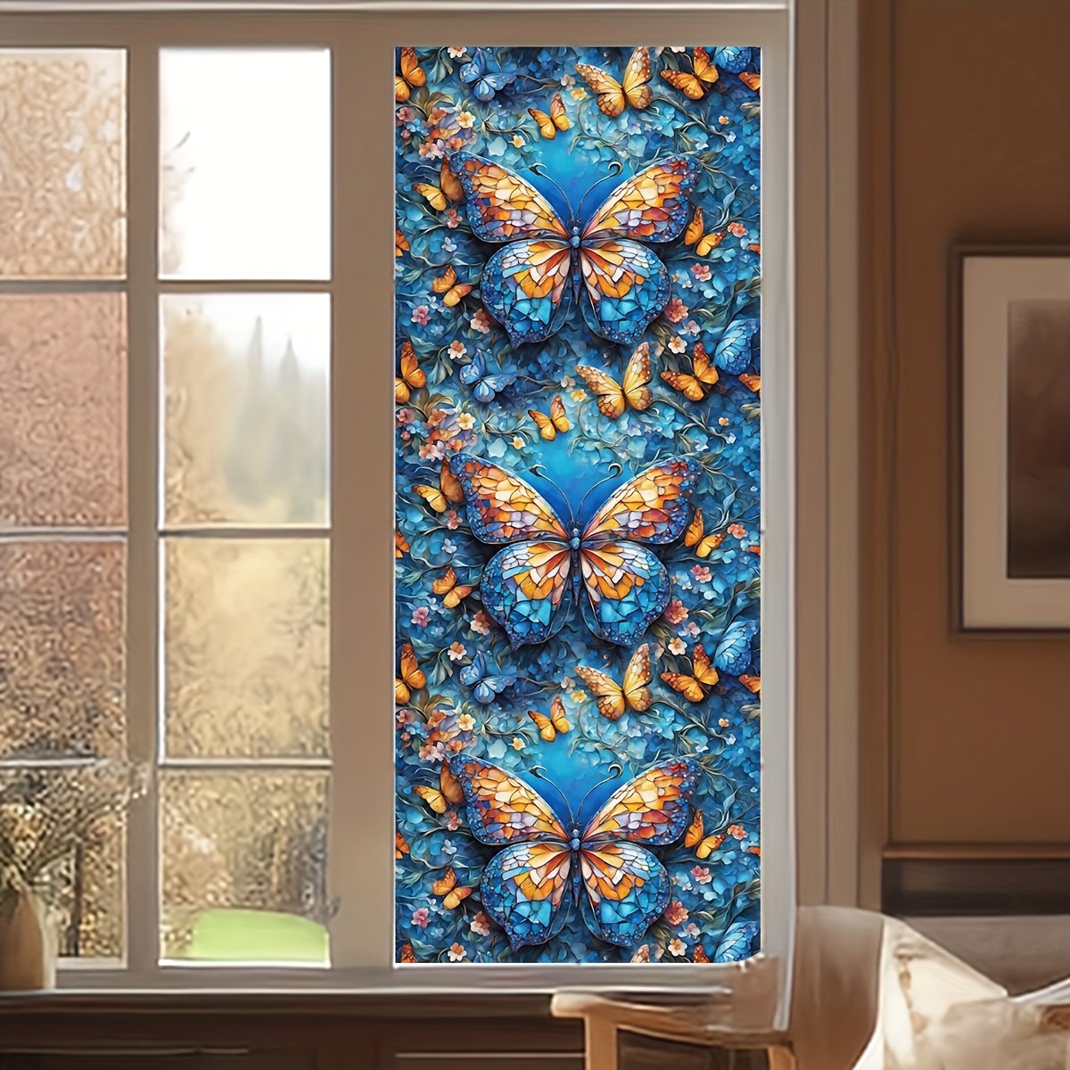 Privacy Window Film Stained Glass Non-adhesive Frosted Glass Film Decorative Static Cling Window Film For Home