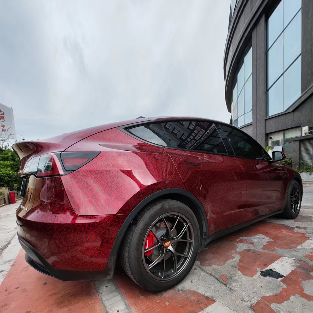 WRAPMASTER 1.52*18m PET 3D Super Gloss Forged Carbon Red Car Wrap Vinyl Sticker Car Films Vinyl Wrap Car