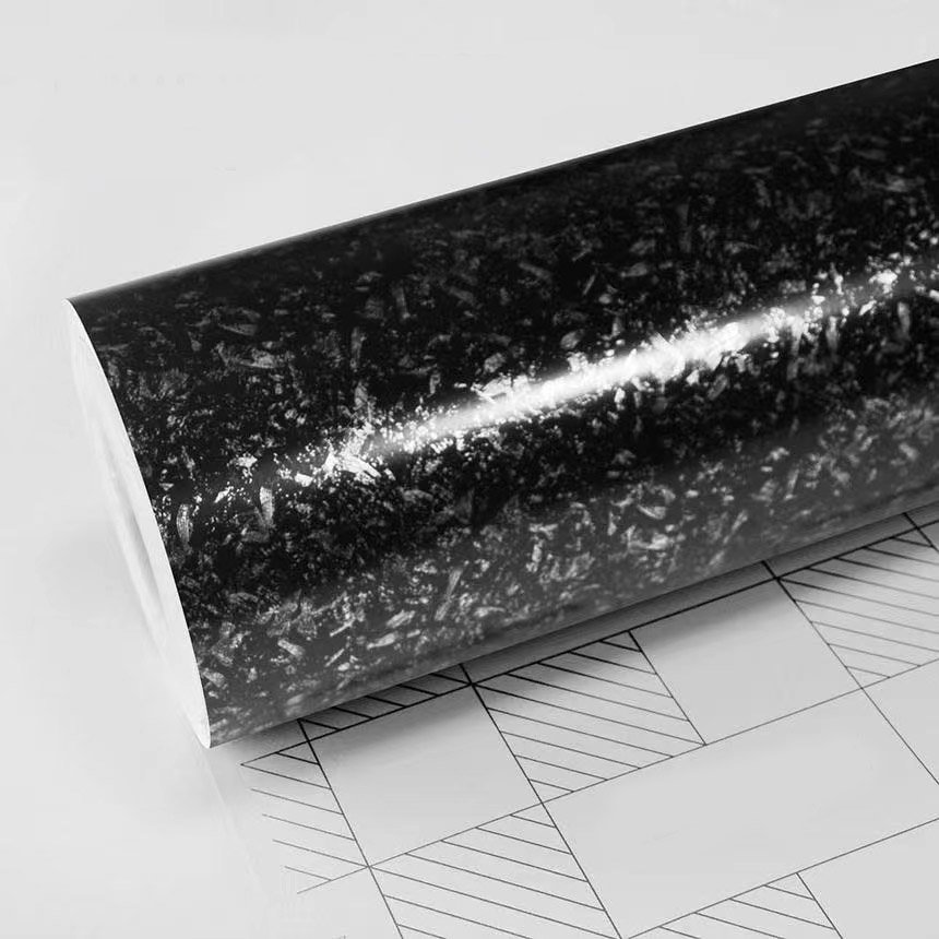 1.52*12m Decorative films PVC Glossy Silver Carbon Forged Vinyl Wrap Film Car Stickers Matt Carbon Fiber Silver Vinyl Film