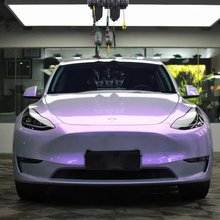 1.52*18m PVC Car Body Color Changing Glossy Chameleon Gray Charm Purple Car Wrap Vinyl Sticker Film For Vehicle