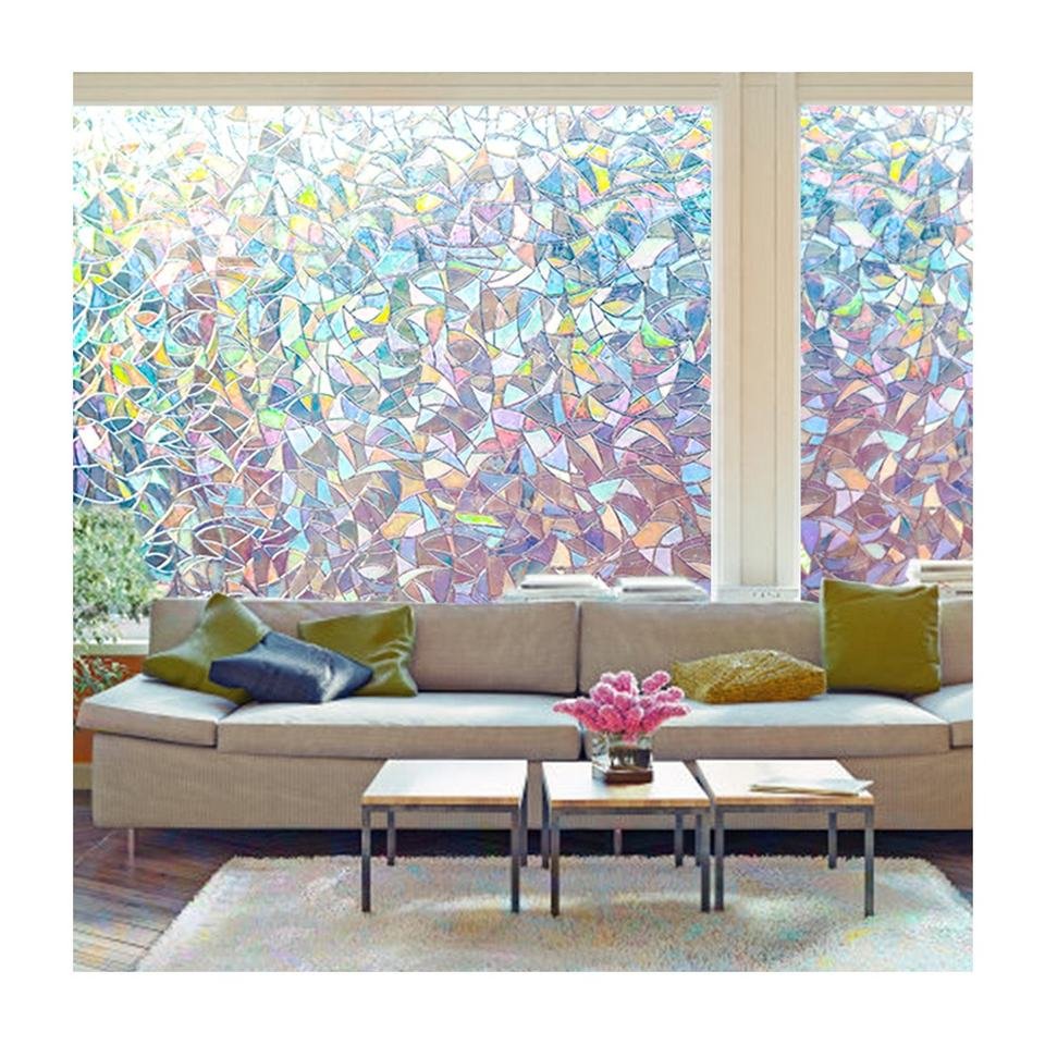 3D No Glue Window Privacy Film Static Window Clings Decorative Film Rainbow Light Effect Prism Window Stickers