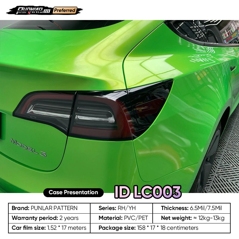 Customizable OEM Coral Green Car Wrap Vinyl PET High-Gloss PVC Film 1.52Cm Wide Car Stickers Waterproof Color-Changing Film