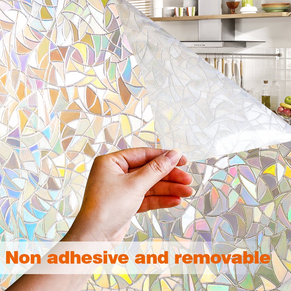 3D No Glue Window Privacy Film Static Window Clings Decorative Film Rainbow Light Effect Prism Window Stickers