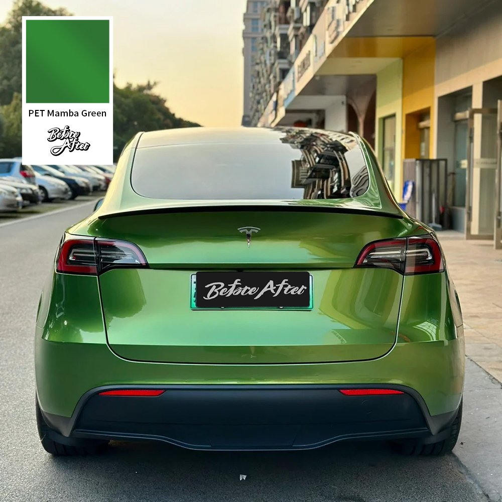 High Quality air free bubbles car body protective colored change vinyl car wraps PET Mamba Green Metallic Wrapping film