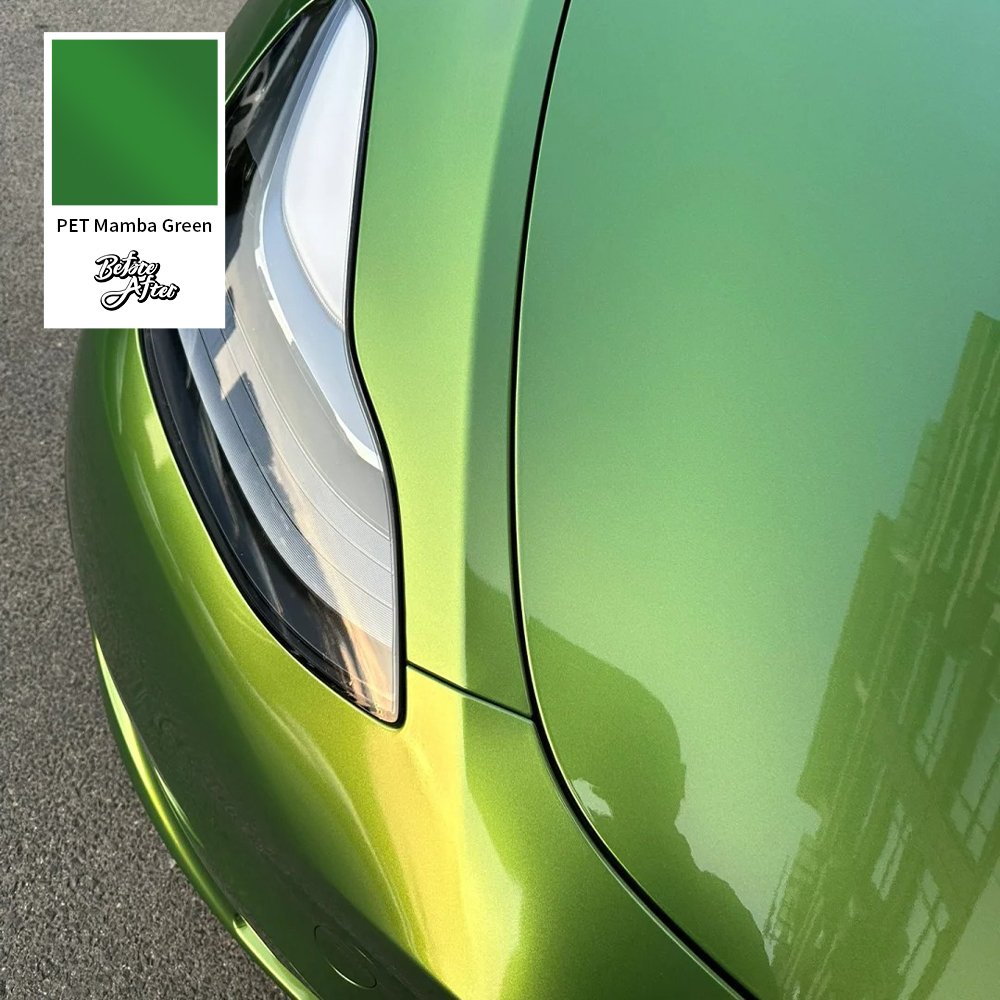 High Quality air free bubbles car body protective colored change vinyl car wraps PET Mamba Green Metallic Wrapping film