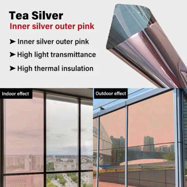 Factory price 12% VLT Tea silver silver light architectural decorative film solar film for building windows building film