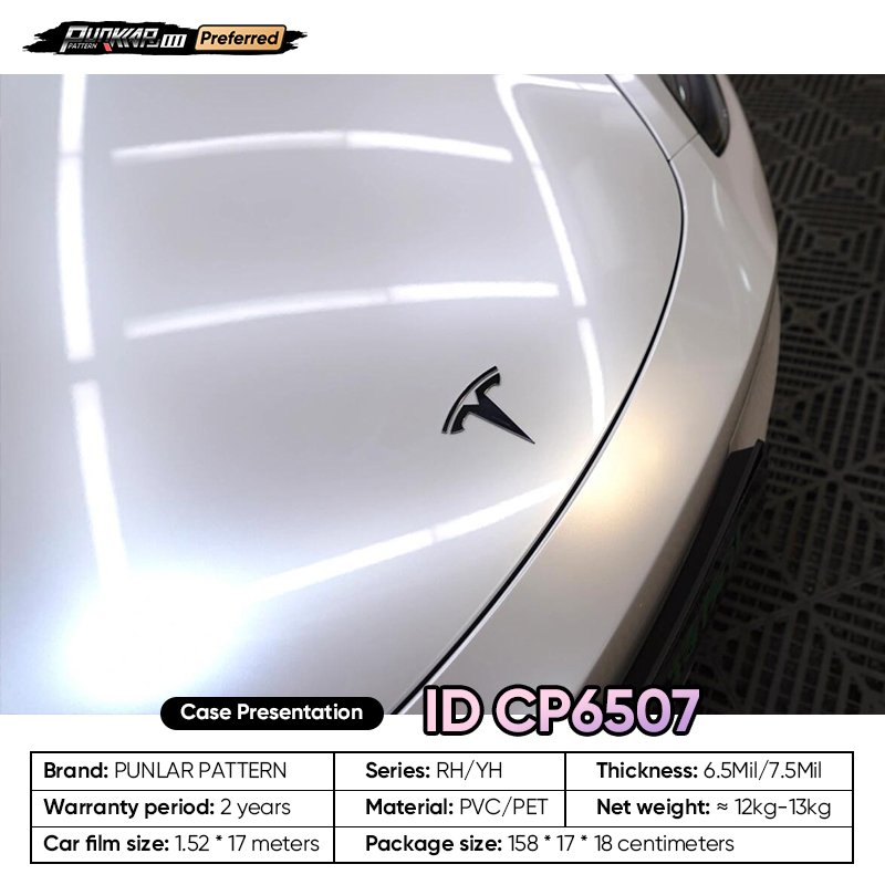 Customizable OEM Crystal Paint White Car Wrap Vinyl PET High-Gloss PVC Film 1.52CM Car Stickers Waterproof Color-Changing Film