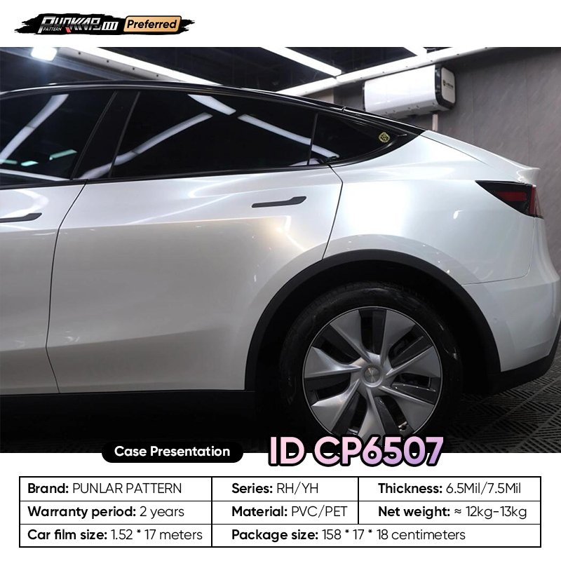 Customizable OEM Crystal Paint White Car Wrap Vinyl PET High-Gloss PVC Film 1.52CM Car Stickers Waterproof Color-Changing Film