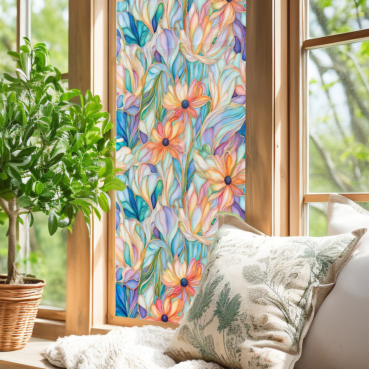 Hot watercolor painted flower room decoration wallpaper home decoration anti fouling Self adhesive thickened waterproof film