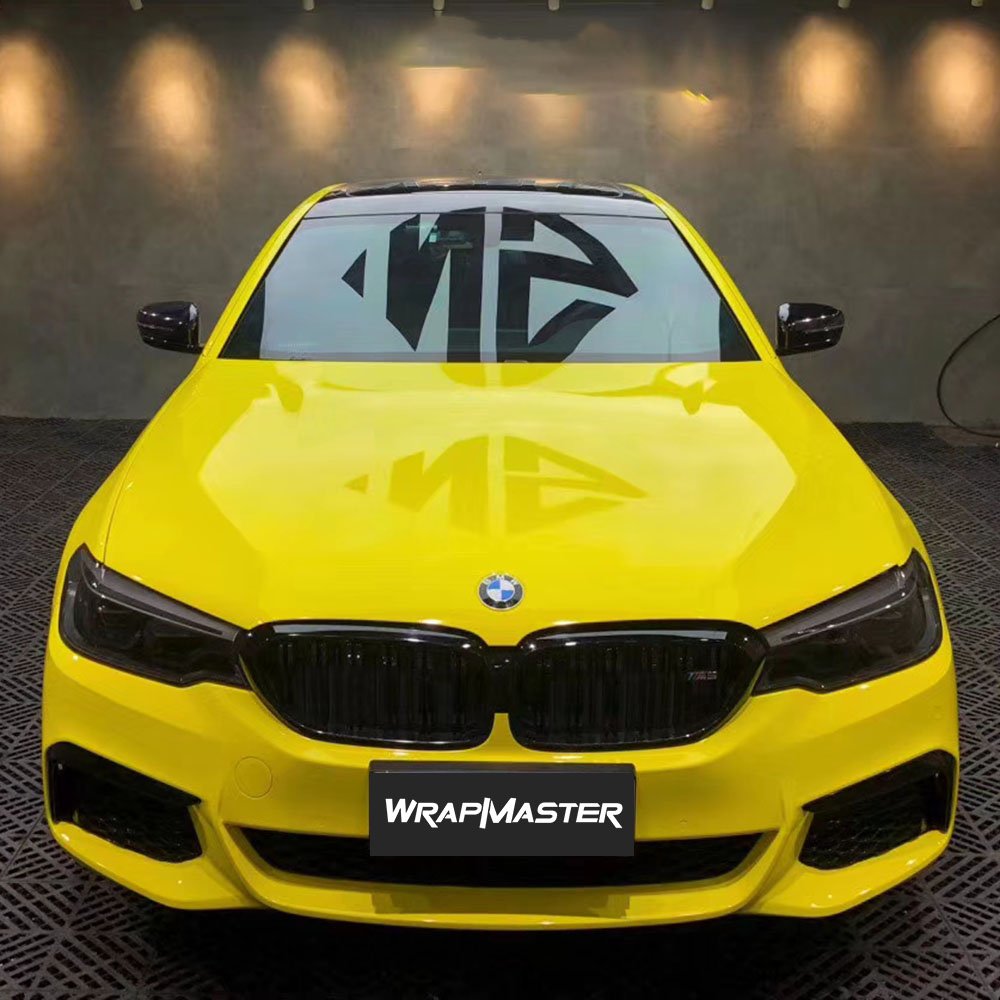 WRAPMASTER 1.52*18m PET Liner Super Gloss Crystal Maize Yellow Vinyl Wrap Car Wraps Car Stickers