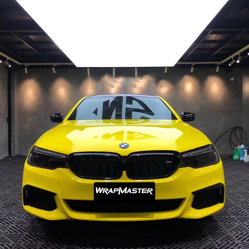 WRAPMASTER 1.52*18m PET Liner Super Gloss Crystal Maize Yellow Vinyl Wrap Car Wraps Car Stickers
