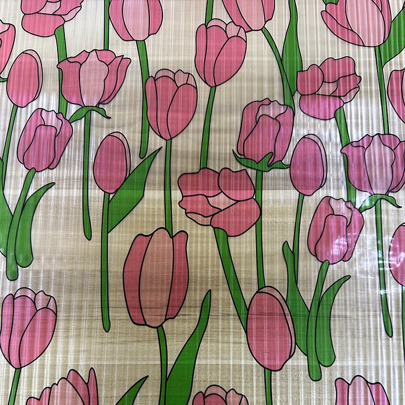 Colorful Modern Embossed PVC Glass Film 70cm Width Stylish and Elegant Decorative Roll for Hotel Spaces