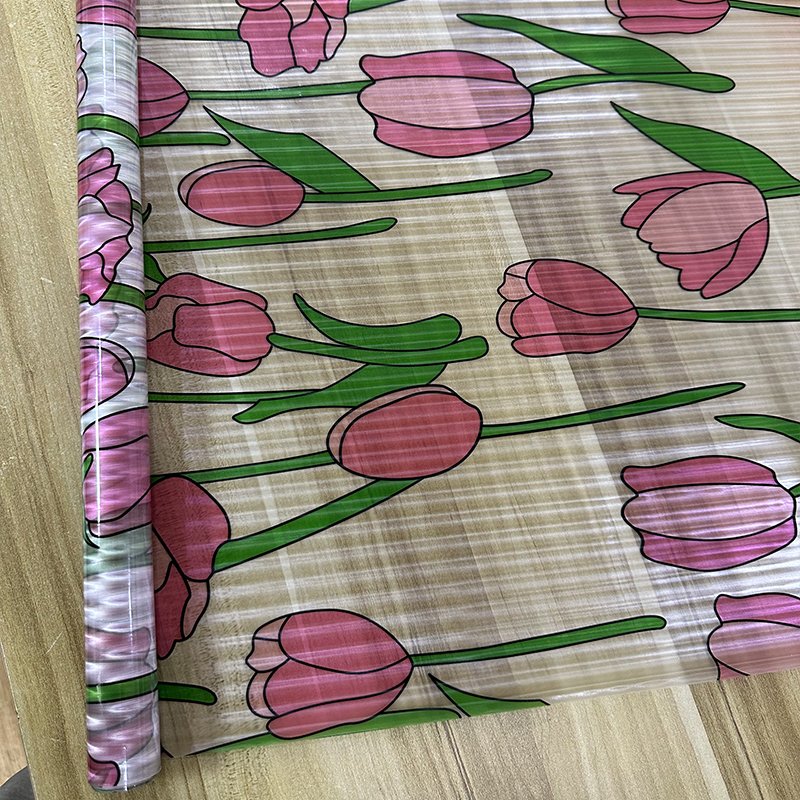 Colorful Modern Embossed PVC Glass Film 70cm Width Stylish and Elegant Decorative Roll for Hotel Spaces