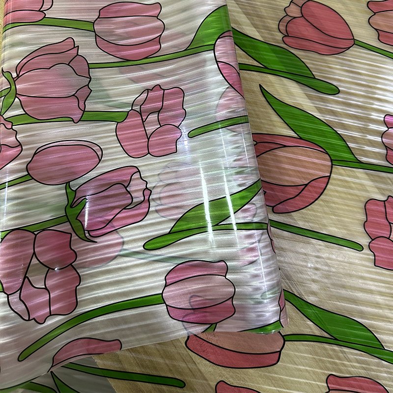 Colorful Modern Embossed PVC Glass Film 70cm Width Stylish and Elegant Decorative Roll for Hotel Spaces