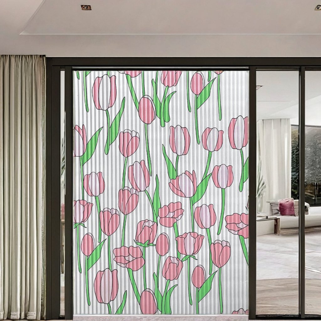 Colorful Modern Embossed PVC Glass Film 70cm Width Stylish and Elegant Decorative Roll for Hotel Spaces