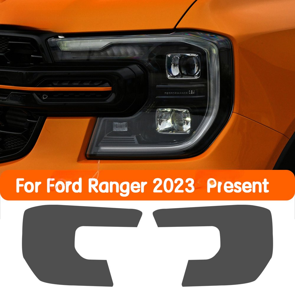 2 Pcs Car Headlight Protective Film Transparent Smoke Black TPU Sticker For Ford Ranger 2023 2024 T9 Wildtrack Raptor