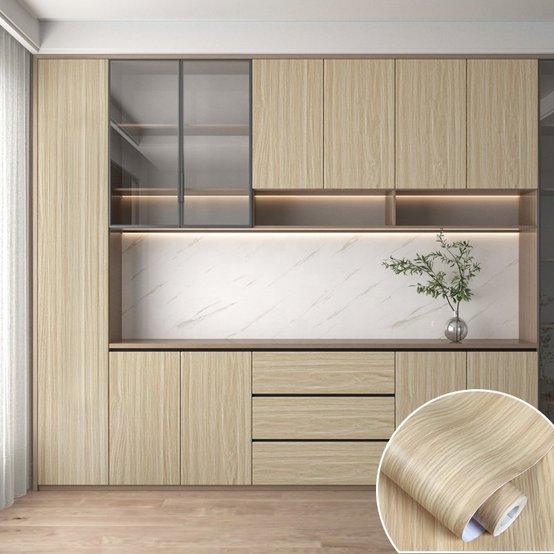 1.22*50m Texture Laminate Cabinet Wrap Self Adhesive Wallpaper Wall Paper Furniture Sticker Vinyl Wood Grain PVC Film For Sale