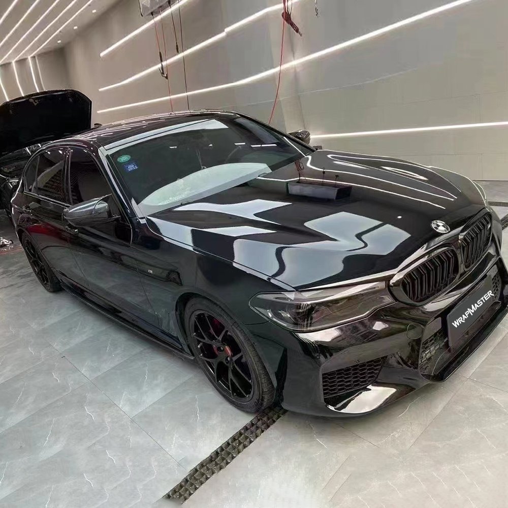 WRAPMASTER 1.52*18m super glossy PET backing car sticker Fixable Gloss Piano Black car wrapping film
