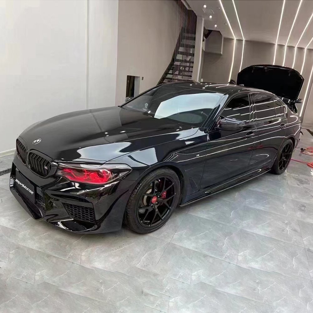WRAPMASTER 1.52*18m super glossy PET backing car sticker Fixable Gloss Piano Black car wrapping film
