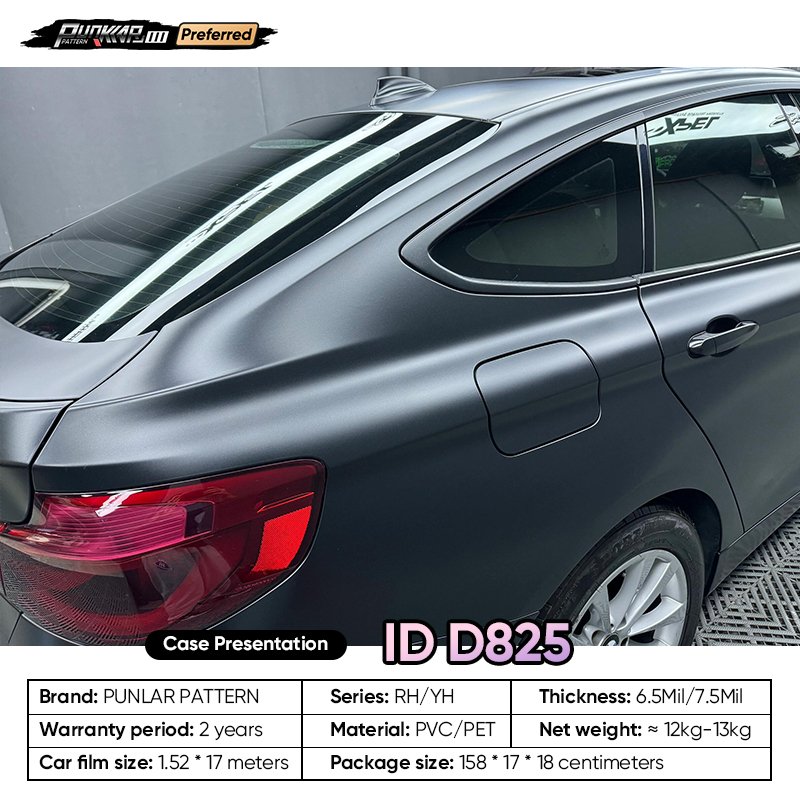 Matte metallic luster Black Car Wrap Vinyl PET High-Gloss PVC Film 1.52CM Width Car Stickers Waterproof Color-Changing Film