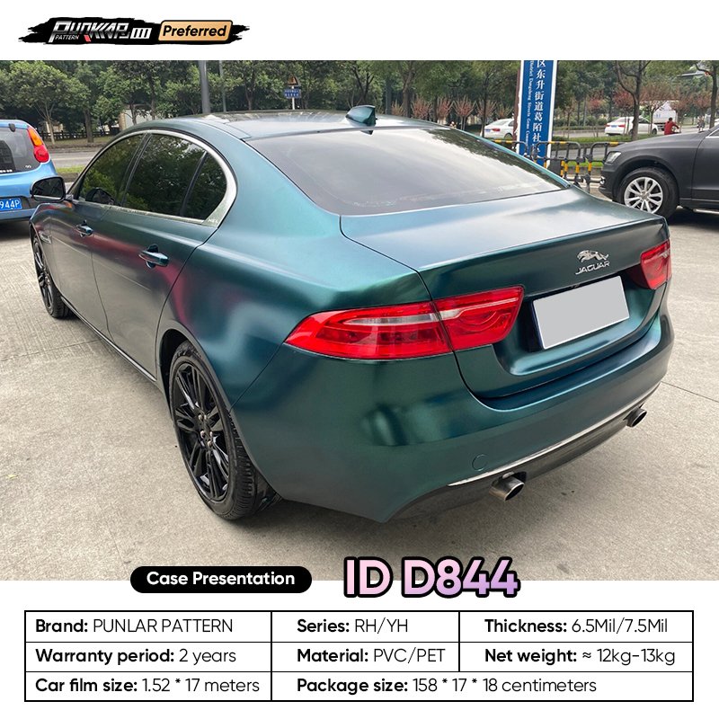 Matte metallic luster Green Car Wrap Vinyl PET High-Gloss PVC Film 1.52CM Width Car Stickers Waterproof Color-Changing Film