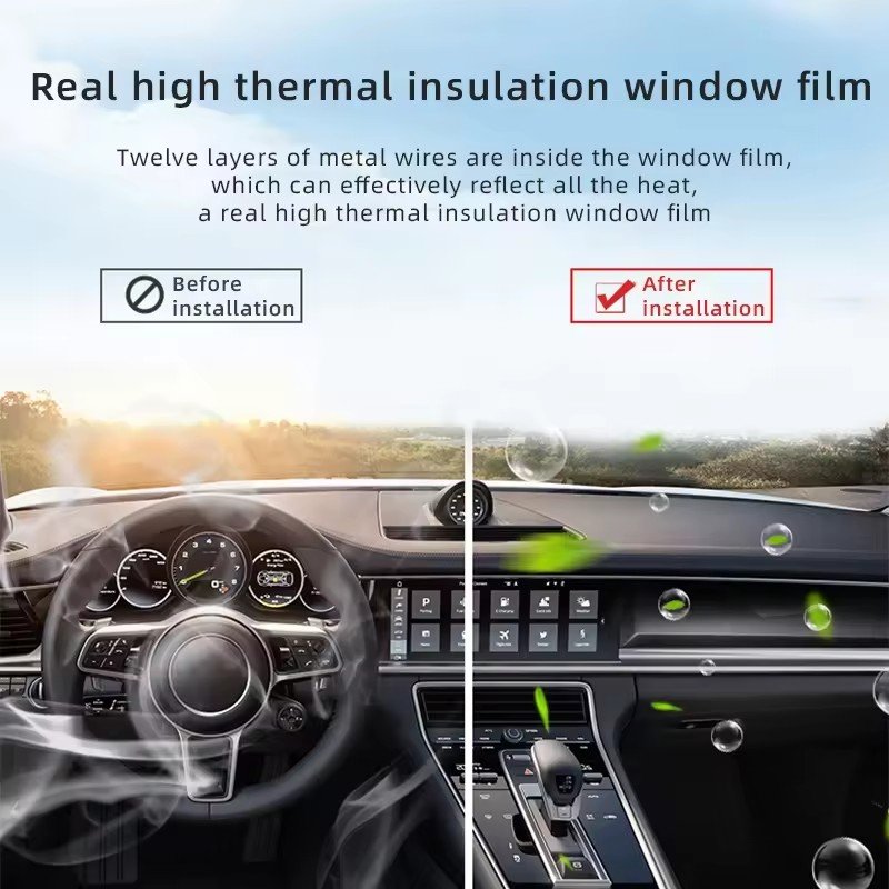 Factory supply no adhesive residue anti-ultraviolet windshield solar window film heat resistant car window tinting film