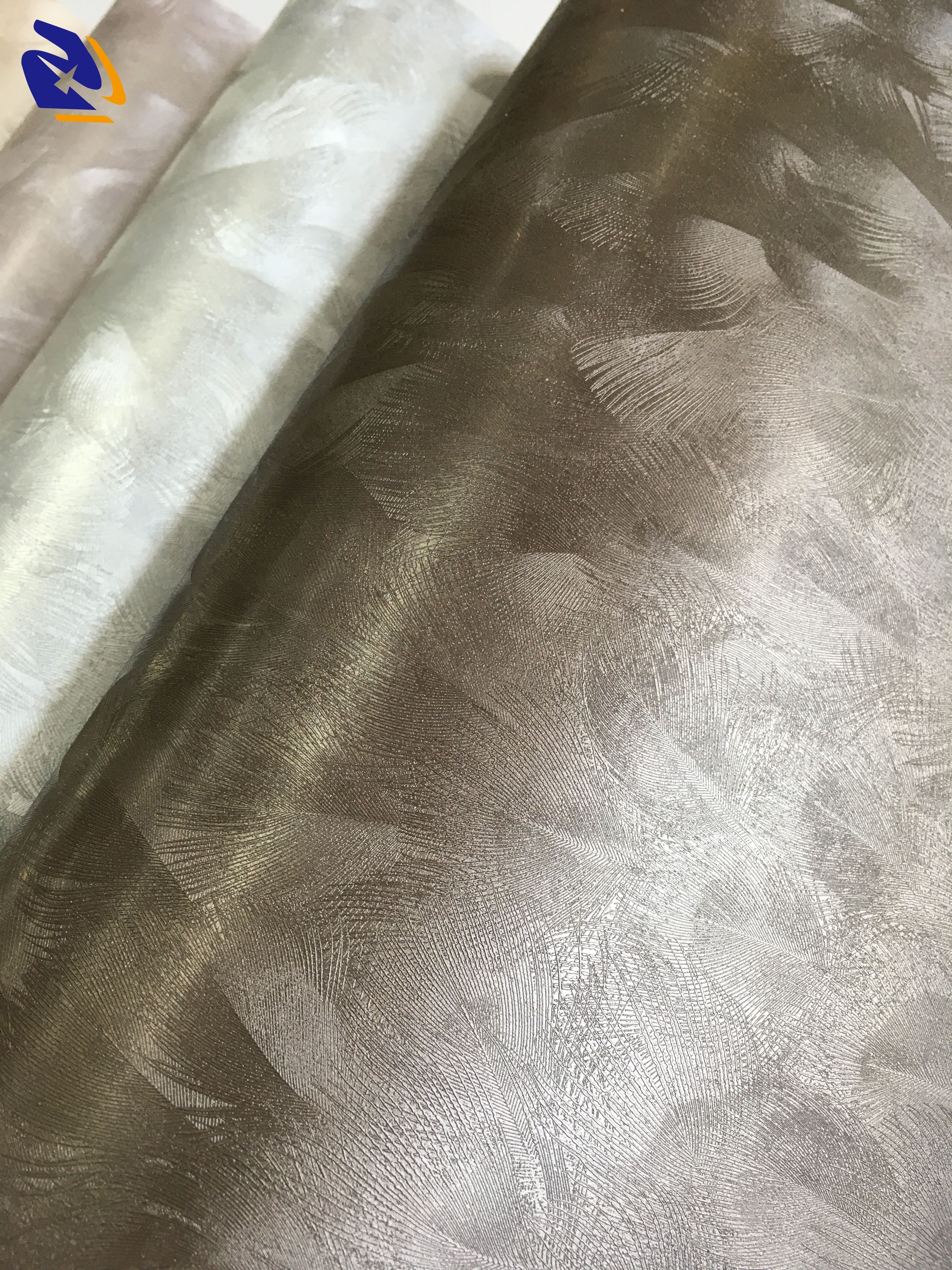 Metallic Feather Not Self-Adhesive PVC Decorative Film For Wall Panel Embossed Golden Effect PVC Sheet For Interior Decor