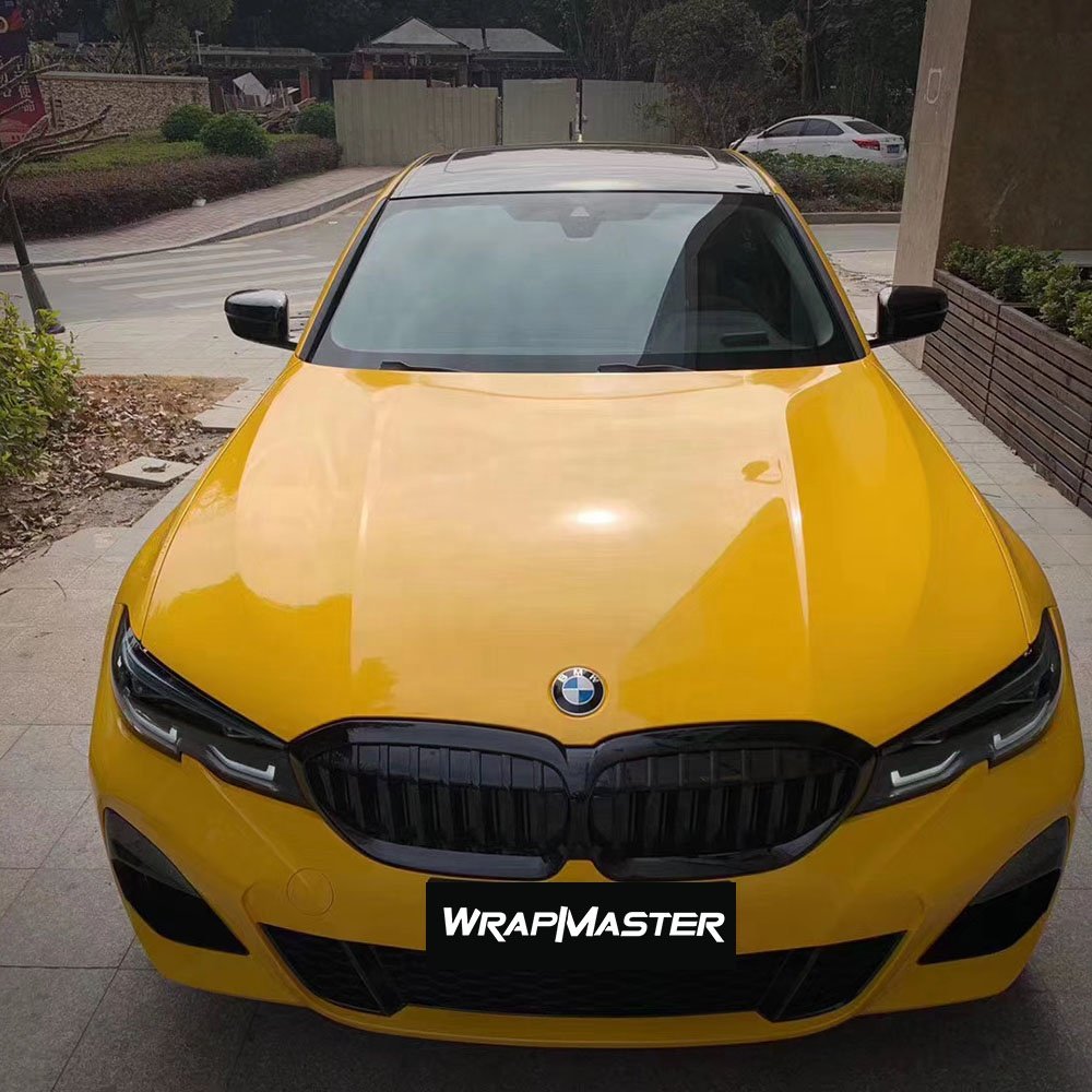 WRAPMASTER 1.52*17m Super Gloss Crystal Sunflower Yellow Vehicle Vinyl Wrap Car Stickers