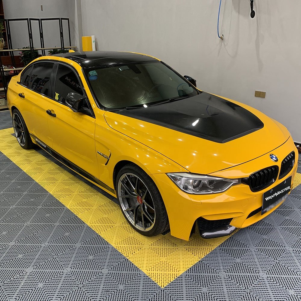 WRAPMASTER 1.52*17m Super Gloss Crystal Sunflower Yellow Vehicle Vinyl Wrap Car Stickers