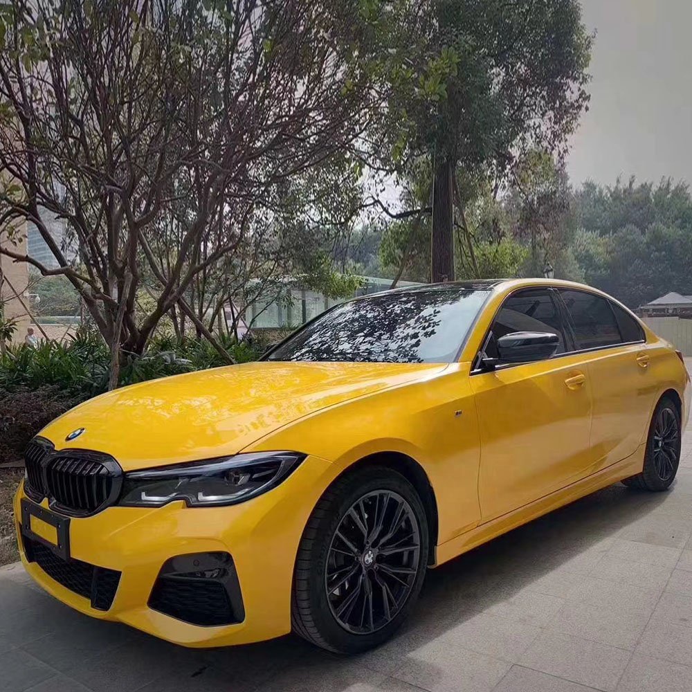 WRAPMASTER 1.52*17m Super Gloss Crystal Sunflower Yellow Vehicle Vinyl Wrap Car Stickers