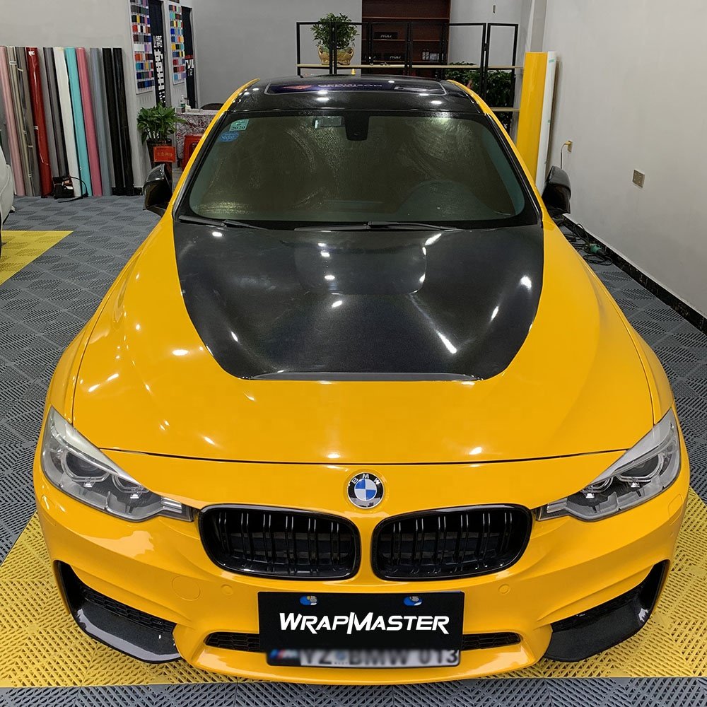 WRAPMASTER 1.52*17m Super Gloss Crystal Sunflower Yellow Vehicle Vinyl Wrap Car Stickers