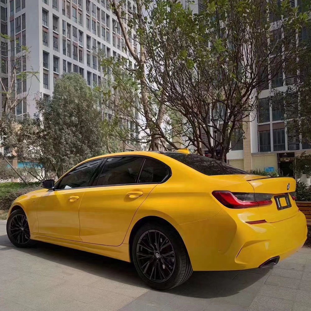 WRAPMASTER 1.52*17m Super Gloss Crystal Sunflower Yellow Vehicle Vinyl Wrap Car Stickers