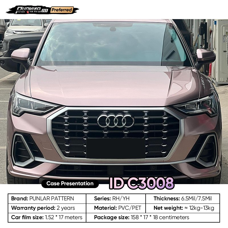 Customizable OEM High Metallic Luster Pink PET Vinyl Film High-Gloss PVC Film 1.52 Cm Wide Waterproof Color-Changing Film