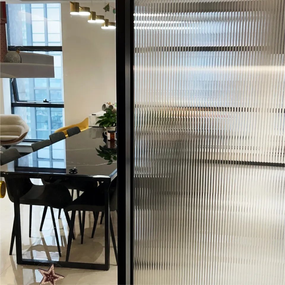 Fluted glass window film PET material reeded decorative film for home and office self adhesive glass looking film 1.48*30m