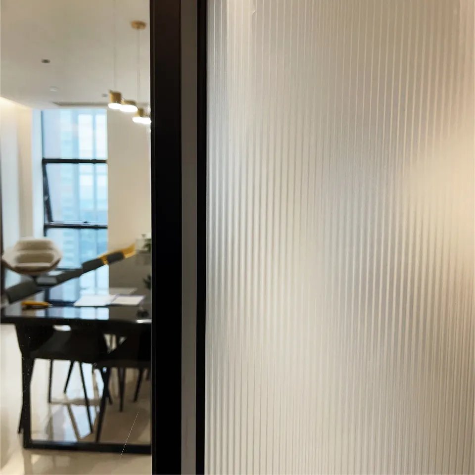 Fluted glass window film PET material reeded decorative film for home and office self adhesive glass looking film 1.48*30m
