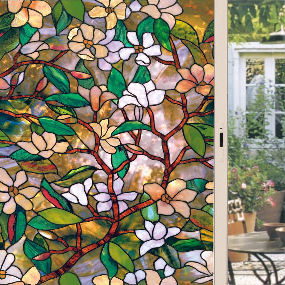 UDK Rainbow Decorative Window Film Privacy Stained Glass Vinyl Self Adhesive Film Static Cling Insulation Window Sticker