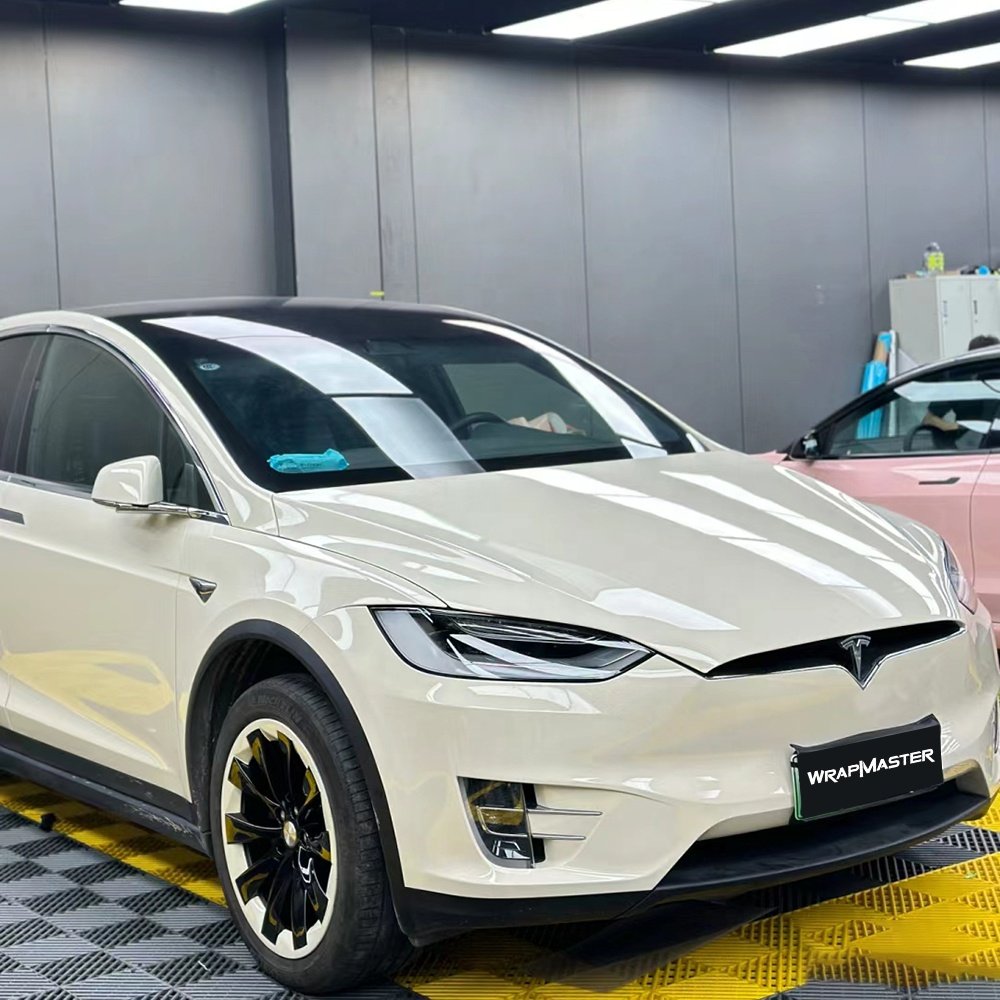 WRAPMASTER 1.52*17m PET Coopers White Car Wrap Film Bright Glossy PVC Car Wrapping Vinyl Film