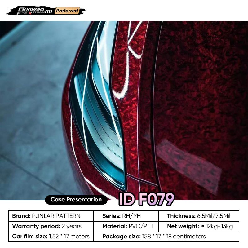 Customizable OEM Carbon Fiber Pattern Red Car Wrap Vinyl PET High-Gloss PVC Film 1.52Car Stickers Waterproof Color-Changing Film