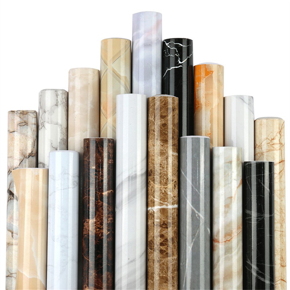 Marble wall high gloss non adhesive decorative protective petg membrane laminate films for furniture door