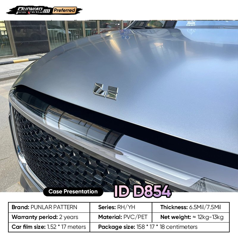 Matte metallic luster Grey Car Wrap Vinyl PET High-Gloss PVC Film 1.52CM Width Car Stickers Waterproof Color-Changing Film