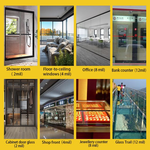 Rordon 4mil PET Transparent HD Glass Explosion-proof Window Tint Film Safety Decorative Film for Home and Building Glass