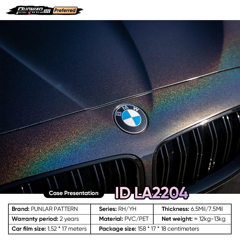 Customizable OEM Laser Black Car Wrap Vinyl PET High-Gloss PVC Film 1.52Cm Wide Car Stickers Waterproof Color-Changing Film