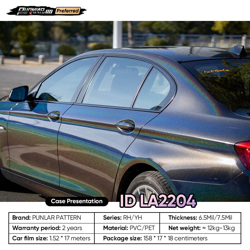Customizable OEM Laser Black Car Wrap Vinyl PET High-Gloss PVC Film 1.52Cm Wide Car Stickers Waterproof Color-Changing Film