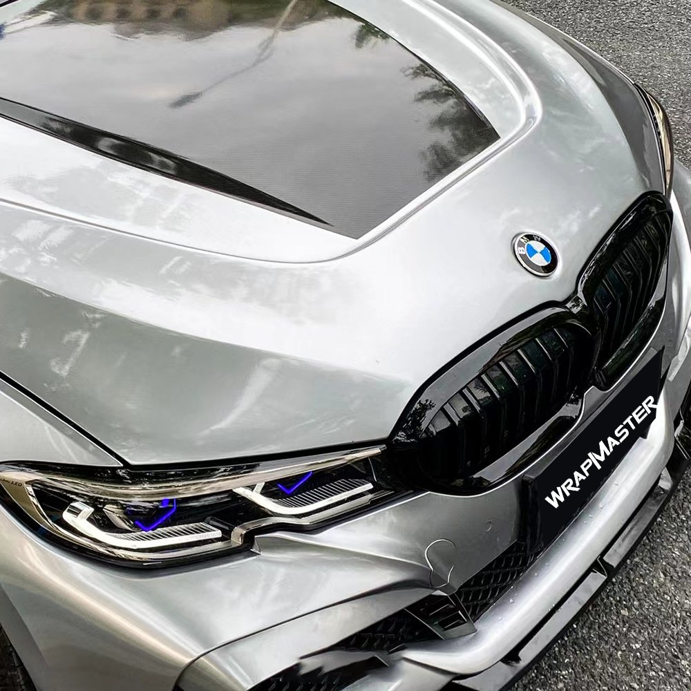 1.52X18M PET Liner Gloss Metallic GT Silver Car Decorative Film Automobile Stickers Car Wrap Vinyl