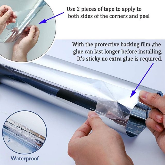 2mil sliver building decorate film 1.52x30m Mirror Effect Window Tint Building Film One Way Vision With Privacy Protection